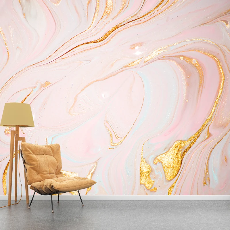 Vliesstoff, großes rosa Wandbild, modernistische Wellendruck-Wanddekoration, individuelle Größe Clearhalo