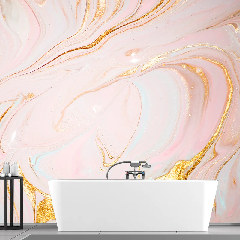 Vliesstoff, großes rosa Wandbild, modernistische Wellendruck-Wanddekoration, individuelle Größe Clearhalo