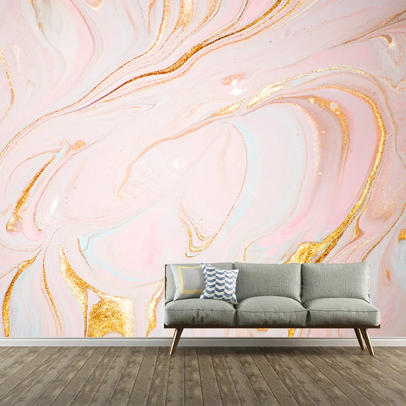 Vliesstoff, großes rosa Wandbild, modernistische Wellendruck-Wanddekoration, individuelle Größe Clearhalo