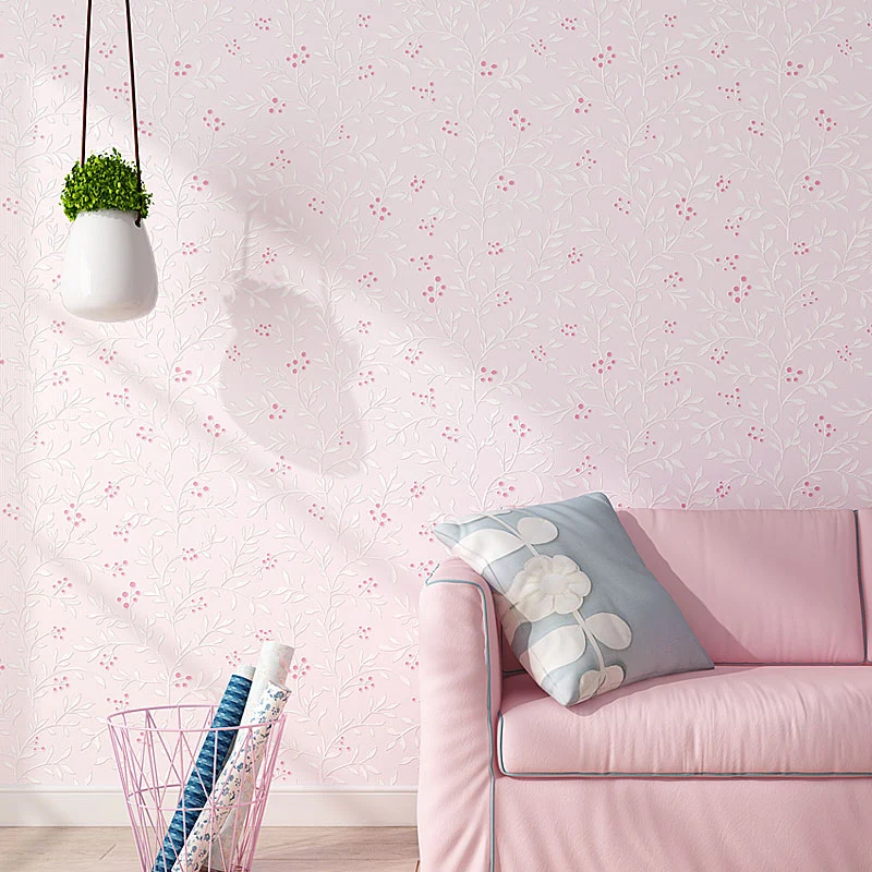Vliesstoff-Tapetenrolle mit 20,5" B x 31' L Wanddekoration, frische, nicht beklebte, dichte Blumenmuster-Tapetenrolle Clea...