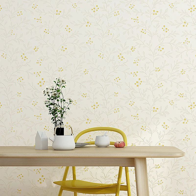 Vliesstoff-Tapetenrolle mit 20,5" B x 31' L Wanddekoration, frische, nicht beklebte, dichte Blumenmuster-Tapetenrolle Clea...