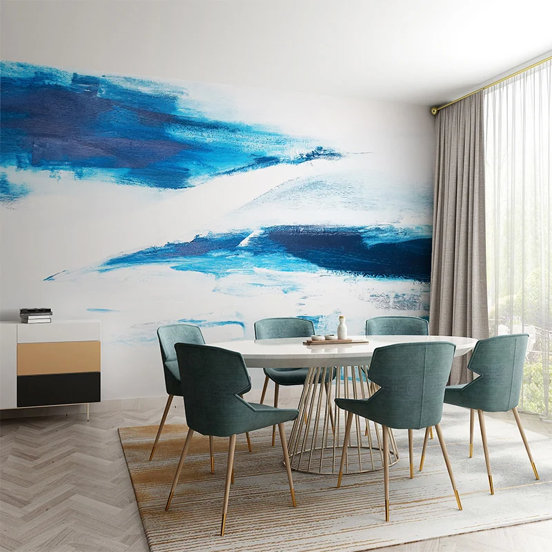 Vlies-Wandbilder voller Größe, inspirierende Meereswellen-Wandkunst Blau und Weiß, nach Maß Clearhalo