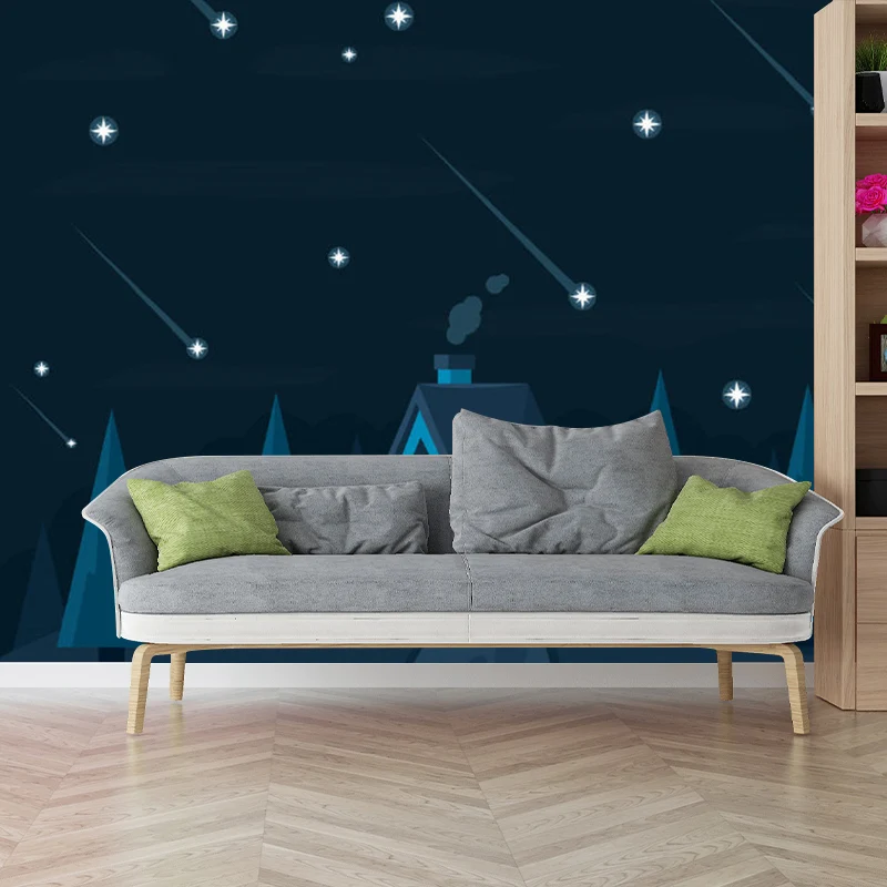 Vollständige Illustration von Sternen-Wandbild für Kinderzimmer Dunkelblau, personalisierte Größe erhältlich Clearhalo