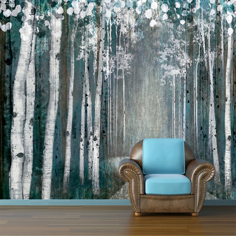 Waldweg-Gemälde, Wandgemälde, Grau-Grün, moderne Kunst, Wanddekoration für Wohnzimmer Clearhalo