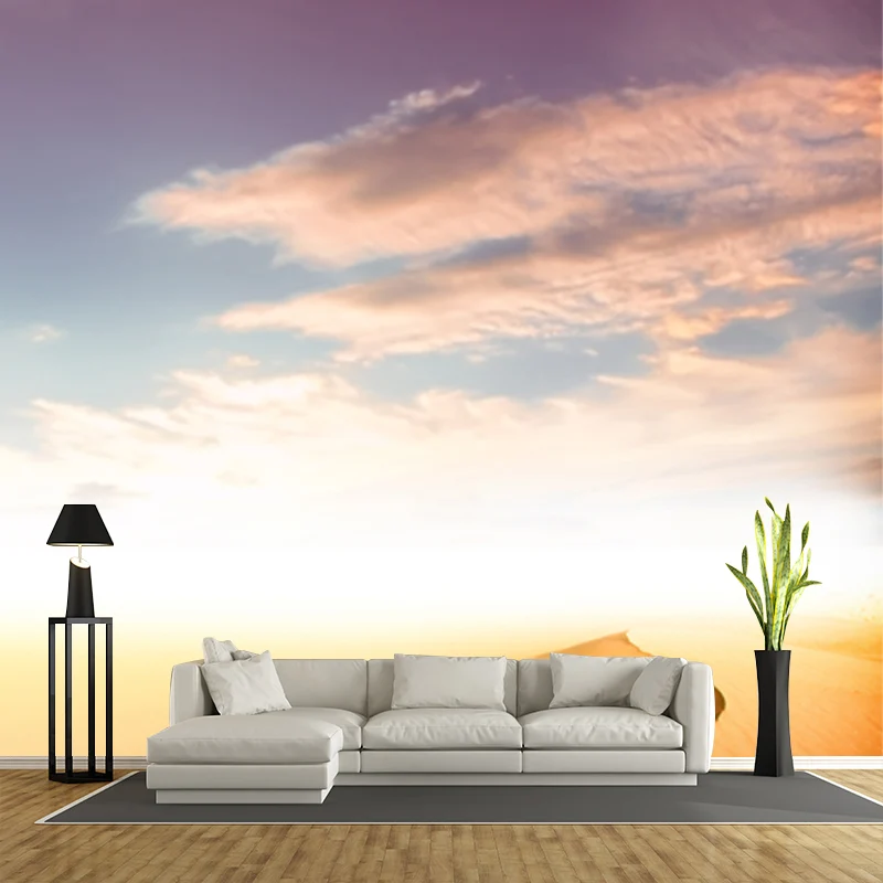Wandbild mit Blick auf die Wüste und den Himmel, moderne Wandkunst aus Vliesstoff Gelb für das Esszimmer Clearhalo