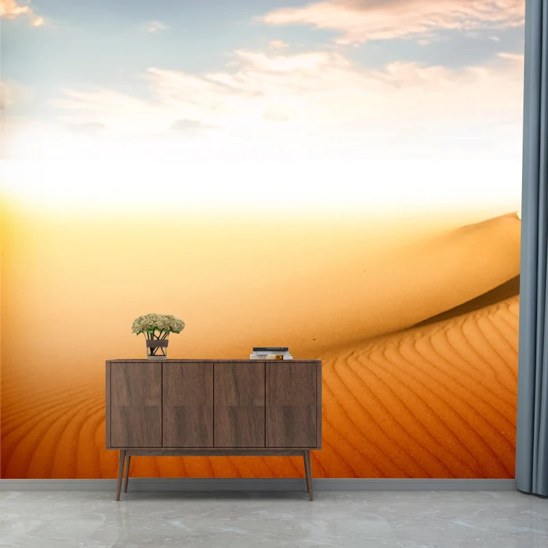 Wandbild mit Blick auf die Wüste und den Himmel, moderne Wandkunst aus Vliesstoff Gelb für das Esszimmer Clearhalo