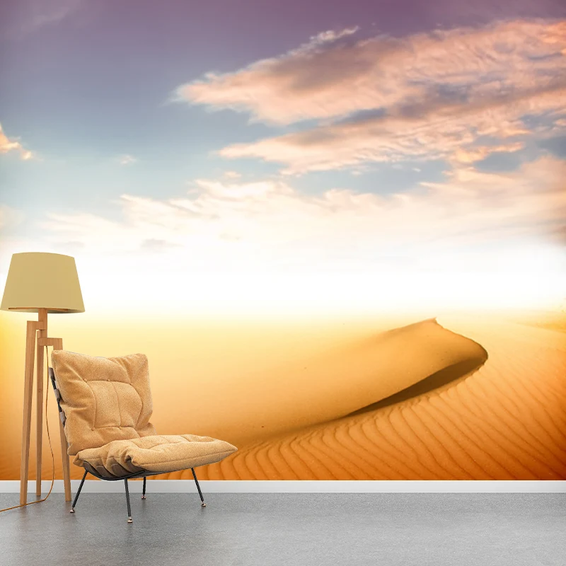 Wandbild mit Blick auf die Wüste und den Himmel, moderne Wandkunst aus Vliesstoff Gelb für das Esszimmer Clearhalo