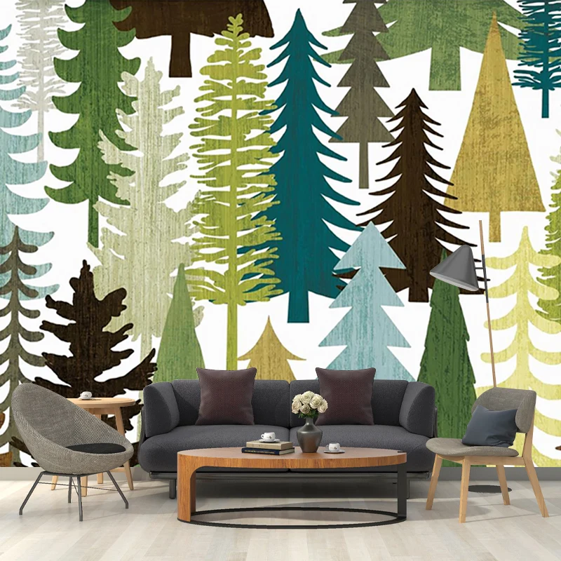 Wandbild mit ganzen Bäumen aus Vliesstoff sanften Farben zur Dekoration, personalisierte Größe Clearhalo