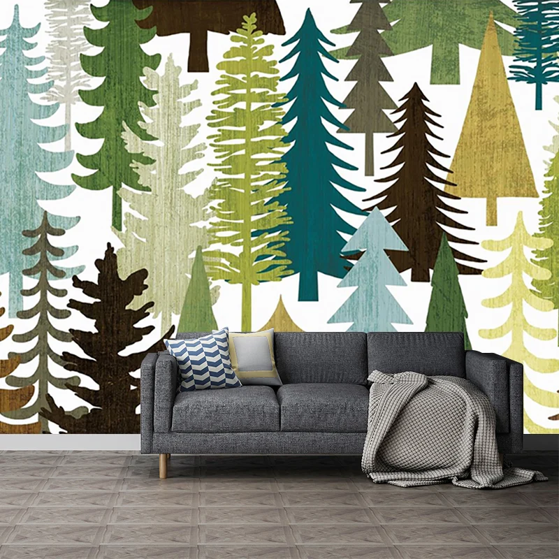 Wandbild mit ganzen Bäumen aus Vliesstoff sanften Farben zur Dekoration, personalisierte Größe Clearhalo