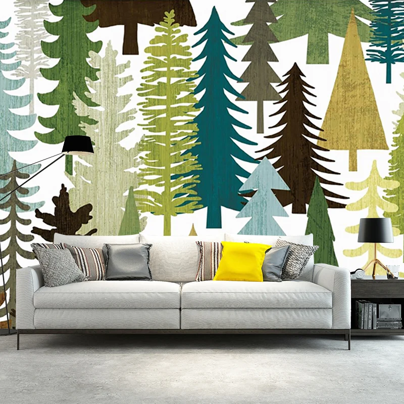 Wandbild mit ganzen Bäumen aus Vliesstoff sanften Farben zur Dekoration, personalisierte Größe Clearhalo