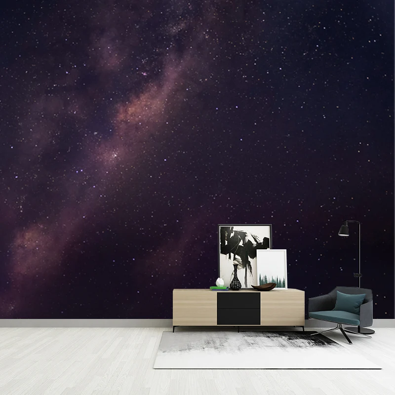 Wandbild „Stern und ferne Galaxie“ Lila-Schwarz im modernen Stil für das Wohnzimmer Clearhalo