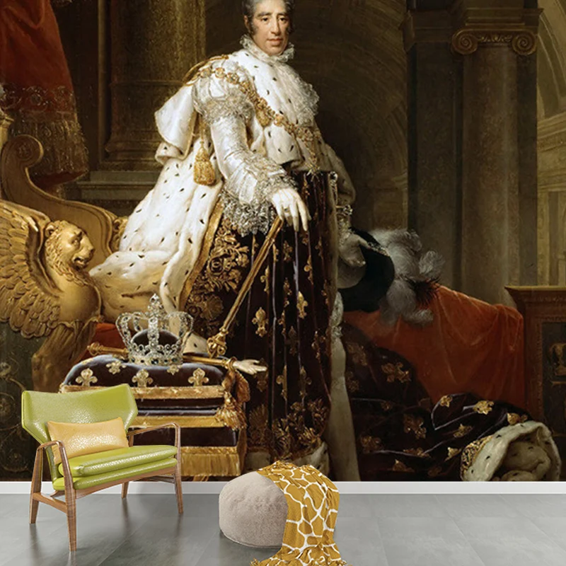 Wandgemälde mit Porträt von Charles X. Vintage-Wandverkleidung aus Vliesstoff Weißbraun Clearhalo