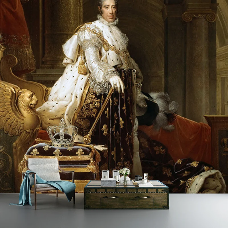 Wandgemälde mit Porträt von Charles X. Vintage-Wandverkleidung aus Vliesstoff Weißbraun Clearhalo