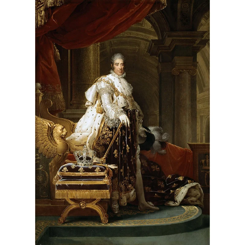 Wandgemälde mit Porträt von Charles X. Vintage-Wandverkleidung aus Vliesstoff Weißbraun Clearhalo