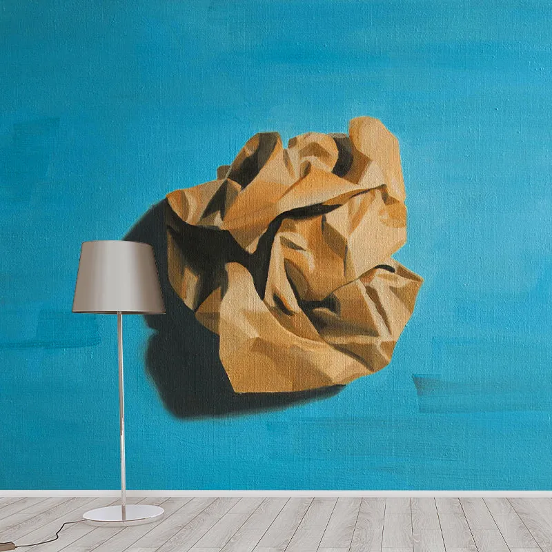 Wandgemälde mit zerknitterten Papierkugeln blaubrauner moderner Kunstwandverkleidung für das Wohnzimmer Clearhalo