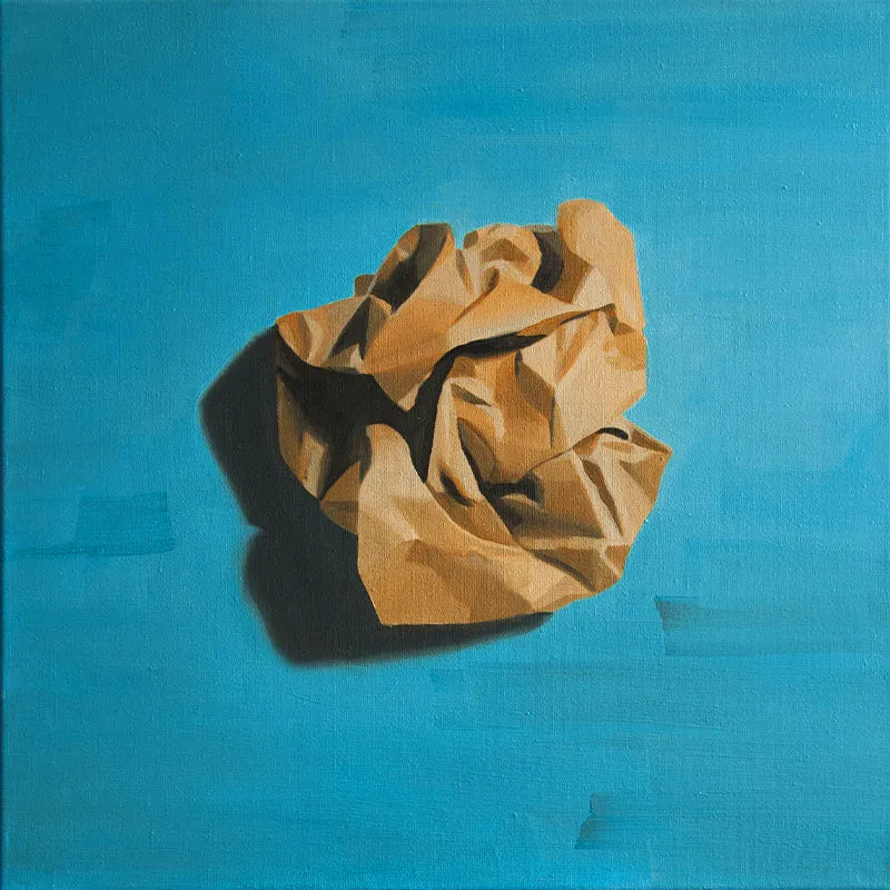 Wandgemälde mit zerknitterten Papierkugeln blaubrauner moderner Kunstwandverkleidung für das Wohnzimmer Clearhalo