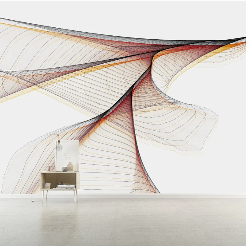 Wandtapete mit modernem Kunst-Spiralmuster, orange-gelb, wasserfeste Wanddekoration für Zuhause Clearhalo