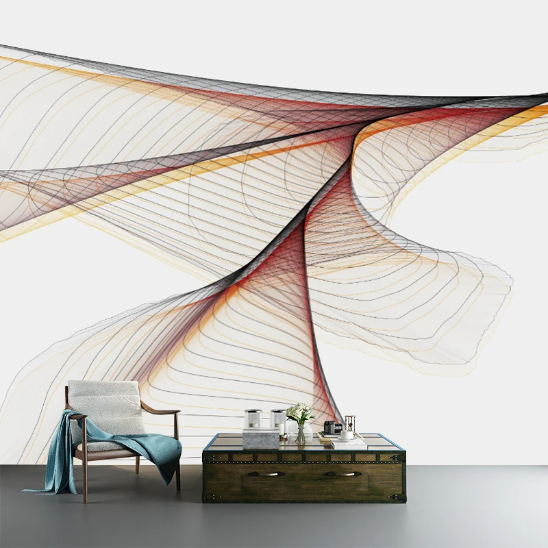 Wandtapete mit modernem Kunst-Spiralmuster, orange-gelb, wasserfeste Wanddekoration für Zuhause Clearhalo