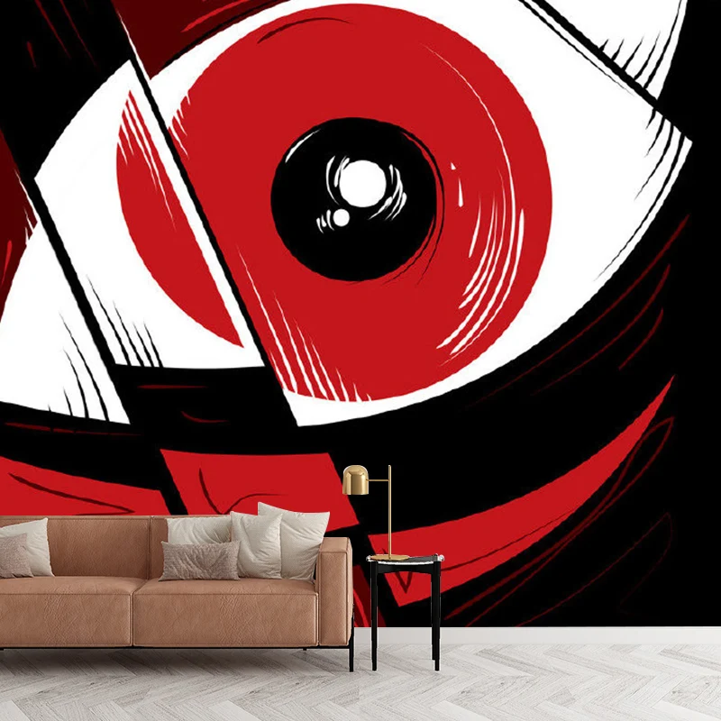 Wandtattoo „Eye Close-Up Art“ Neuheit Wandverkleidung aus Vliesstoff Schwarz-Rot Clearhalo