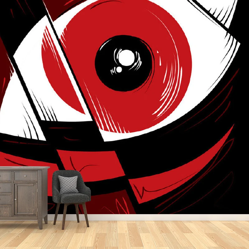 Wandtattoo „Eye Close-Up Art“ Neuheit Wandverkleidung aus Vliesstoff Schwarz-Rot Clearhalo