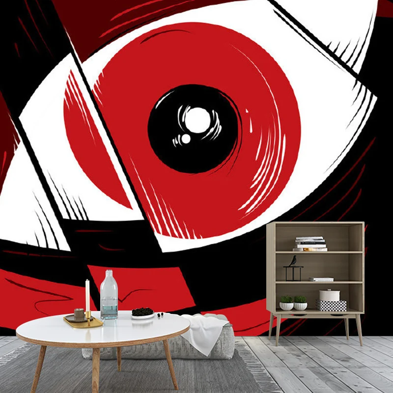 Wandtattoo „Eye Close-Up Art“ Neuheit Wandverkleidung aus Vliesstoff Schwarz-Rot Clearhalo