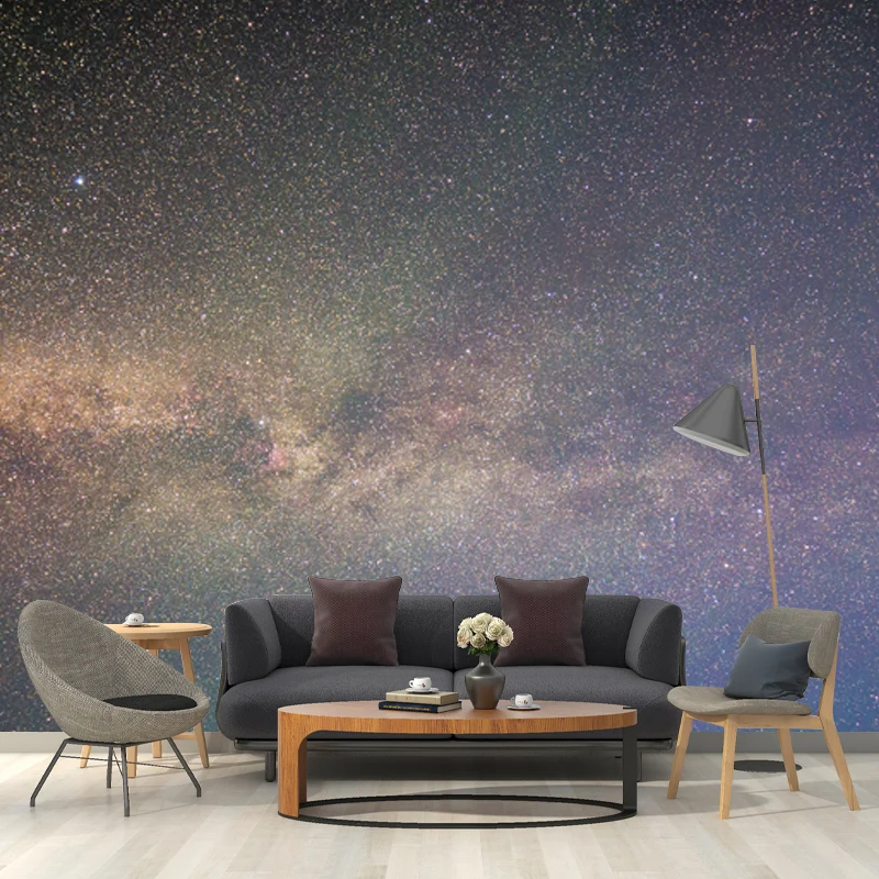 Wandtattoo „Ganze Galaxie“, moderne, faszinierende Nachthimmel-Wandverkleidung Lila-Gelb Clearhalo