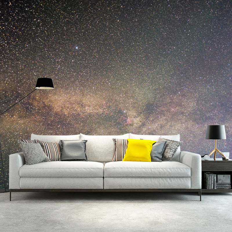 Wandtattoo „Ganze Galaxie“, moderne, faszinierende Nachthimmel-Wandverkleidung Lila-Gelb Clearhalo