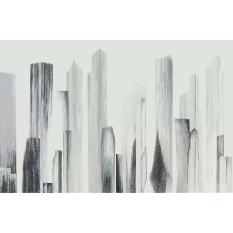 Wandtattoo „Metropolitan Skyscrapers“ für Besprechungsräume, sanftes Grau, maßgeschneidert Clearhalo