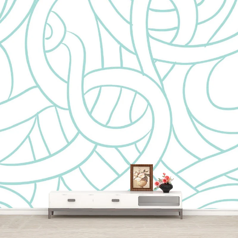 Wandtattoo mit einfachem, verwobenem Muster für eine individuelle Wandverkleidung im Schlafzimmer Grün-Weiß Clearhalo