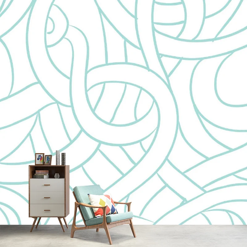 Wandtattoo mit einfachem, verwobenem Muster für eine individuelle Wandverkleidung im Schlafzimmer Grün-Weiß Clearhalo