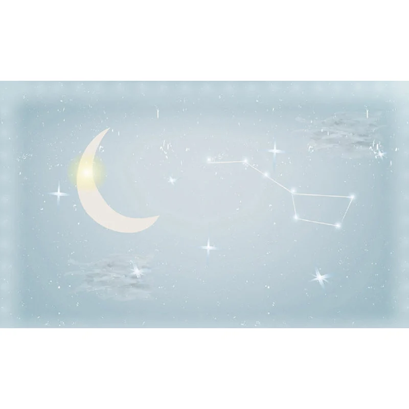 Wandtattoo „Mond und Sterne“ im Kinderstil, Vliesstoff, strukturierte Wandverkleidung sanften Farben Clearhalo