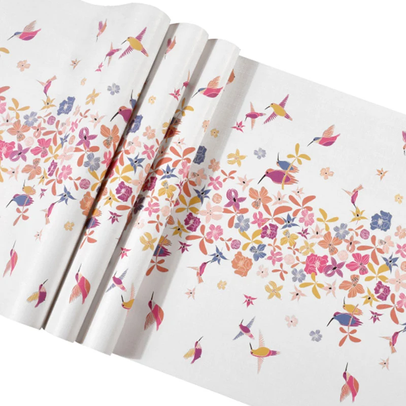 Wandverkleidung aus Gips mit Vogel und Blume, mehrfarbig, 20,5" B x 33' L Clearhalo