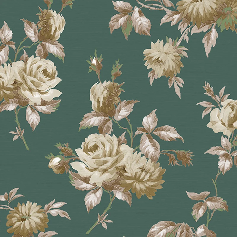 Wandverkleidung mit Blumenmuster natürlichen Farben, Vliesstoff-Tapete für das Wohnzimmer, 57,1 Quadratfuß. Clearhalo