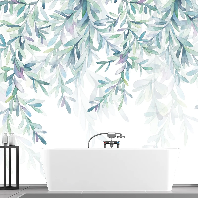 Wandverkleidung mit Weidenzweigen, blau-weiß, moderne Wanddekoration für Schlafzimmer Clearhalo