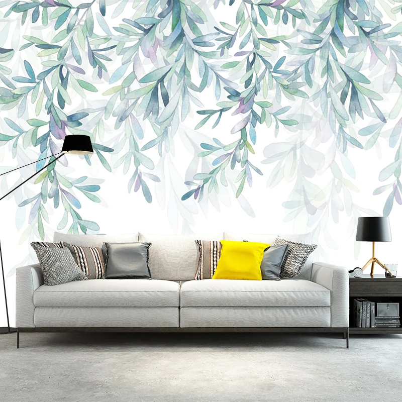 Wandverkleidung mit Weidenzweigen, blau-weiß, moderne Wanddekoration für Schlafzimmer Clearhalo