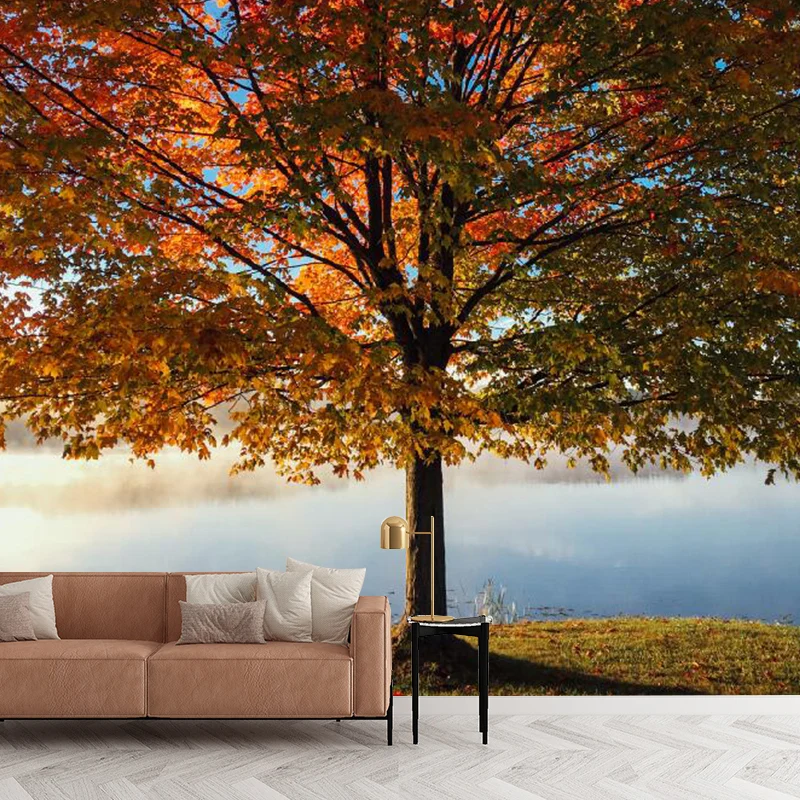Wasserabweisendes Wandgemälde „Blattbaum“ aus Vliesstoff, minimalistische Wandverkleidung für das Schlafzimmer Clearhalo