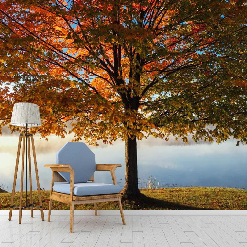 Wasserabweisendes Wandgemälde „Blattbaum“ aus Vliesstoff, minimalistische Wandverkleidung für das Schlafzimmer Clearhalo