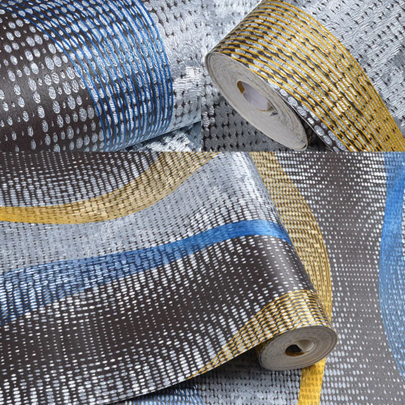 Wasserdichte Tapetenrolle mit wellenförmigen Streifen, 20,5" x 33', zeitgenössische Wandkunst für die Schlafzimmerdekorati...