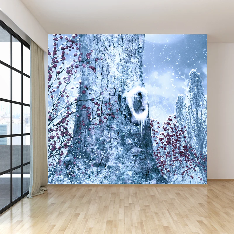 Weiße Mond- und Baum-Wandtapete, feuchtigkeitsbeständig, moderne Wandverkleidung für Erwachsene Clearhalo