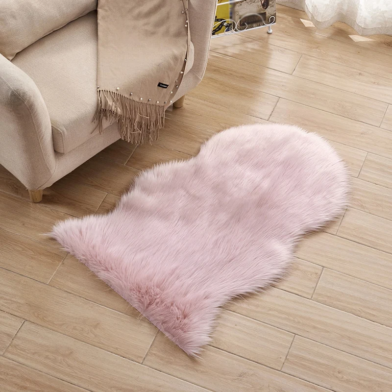 Weißer und rosafarbener moderner Shag-Teppich, einfarbig, waschbarer Teppich für das Wohnzimmer Clearhalo