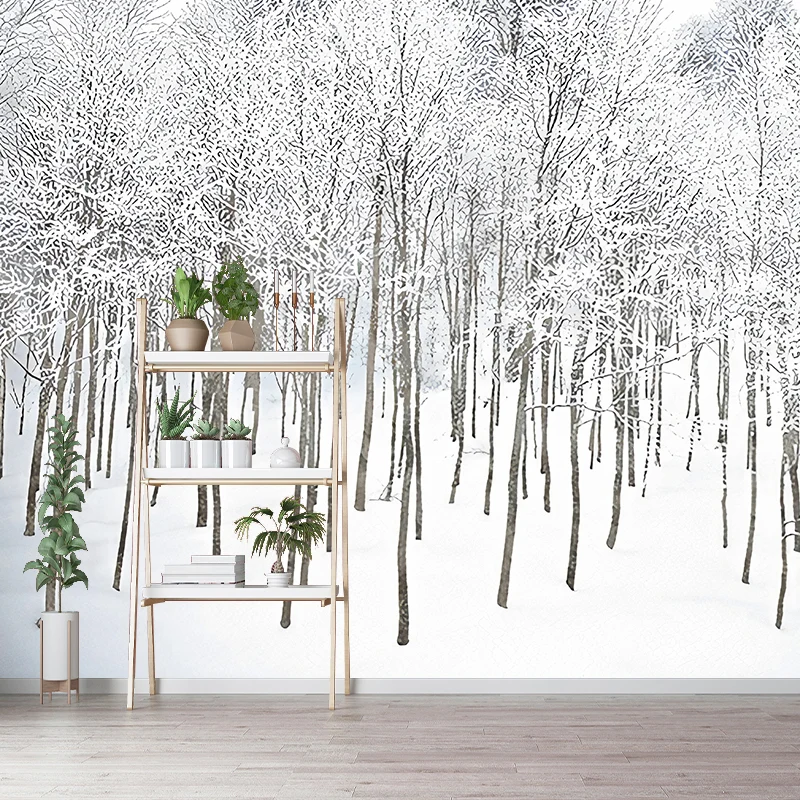 Weißes Winter-Reifwald-Wandbild, feuchtigkeitsbeständige Wanddekoration für Teenager-Schlafzimmer Clearhalo