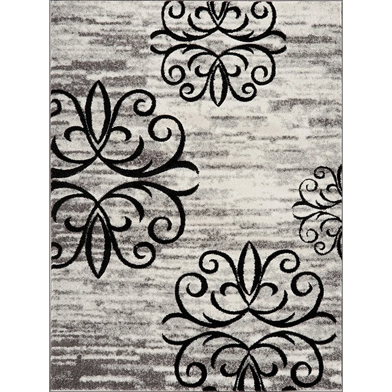 Whitewash-Teppich mit Paisleymuster, grauer, klassischer Teppich aus waschbarem Polyester mit rutschfester Rückseite für d...