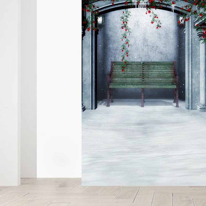 Winter-Hinterhof-Wandaufkleber von Contemporay, strukturierte Vlies-Wandverkleidung Grün Clearhalo