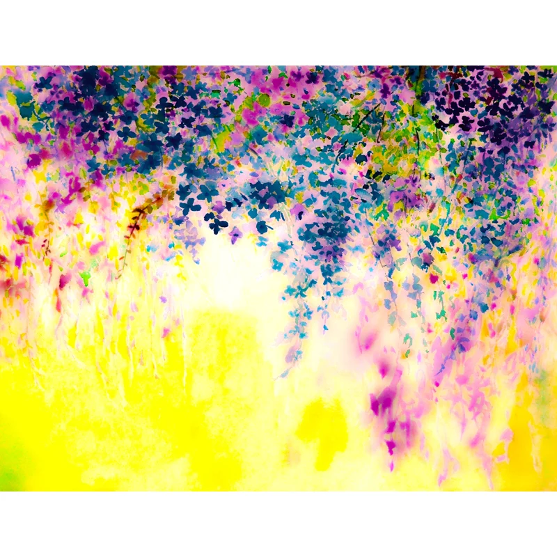 Wunderschöner Glyzinien-Gemälde-Wandaufkleber für Schlafzimmer-Aquarell-Wandkunst, maßgeschneidert Clearhalo