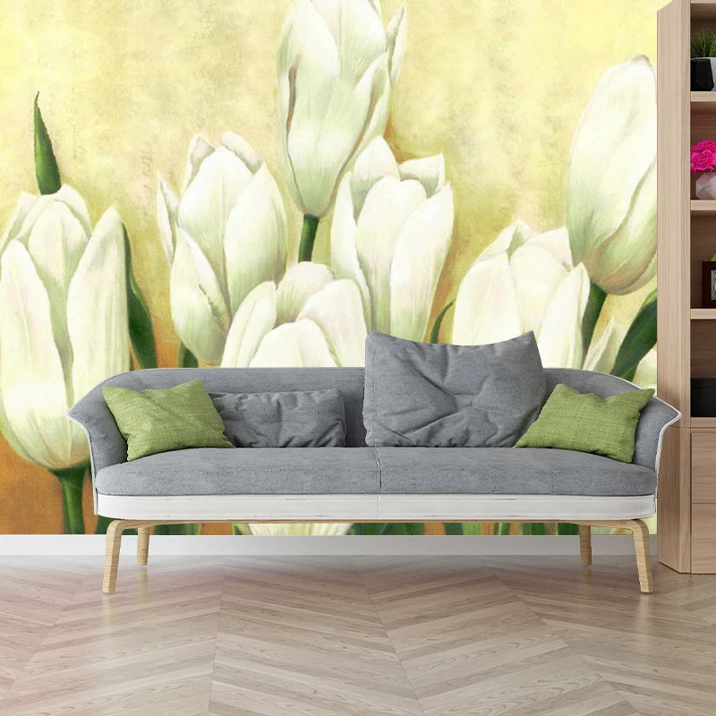 Wunderschöner Tulpen-Wandaufkleber für Wohnzimmer, Blumendruck, Wandkunst, individuell bedruckt Clearhalo