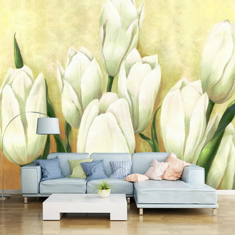 Wunderschöner Tulpen-Wandaufkleber für Wohnzimmer, Blumendruck, Wandkunst, individuell bedruckt Clearhalo