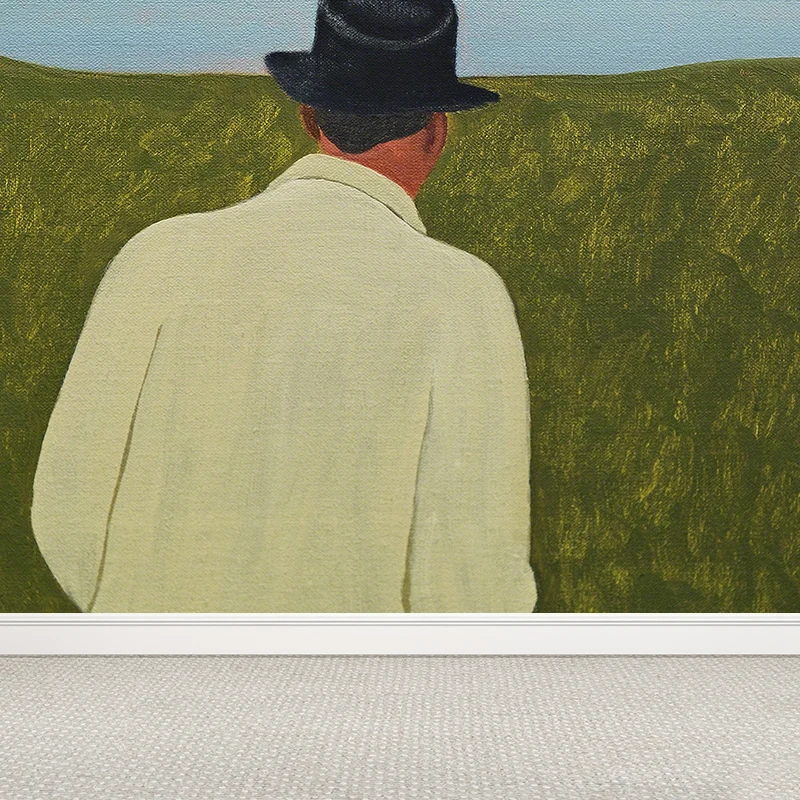 Zeitgenössische Kunst-Wiesenlandschaftswandgemälde, grüne, schmutzabweisende Wandverkleidung für die Küche Clearhalo