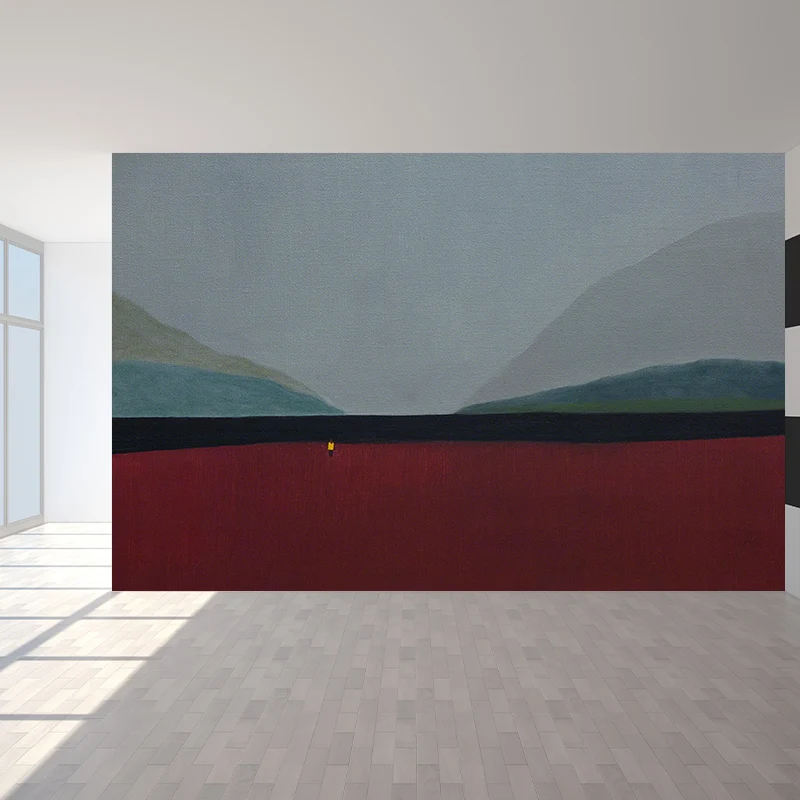 Zeitgenössische Kunstwiese-Wandbild, nicht gewebte Textur, schmutzabweisende rote Wanddekoration für Jungenzimmer Clearhalo