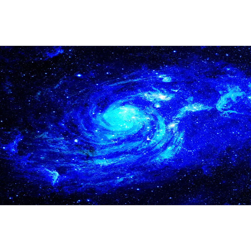 Zeitgenössische Sternen-Spirallandschaft-Wandtapete, blaue Astronomie- und Weltraum-Wandverkleidung Clearhalo
