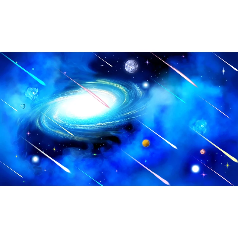 Zeitgenössische Sternen-Spirallandschaft-Wandtapete, blaue Astronomie- und Weltraum-Wandverkleidung Clearhalo
